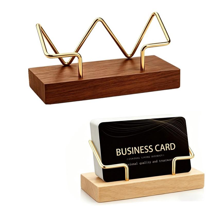 Tech Accessories For Office - 【A8】Wooden Business Card Holder Organizer Office