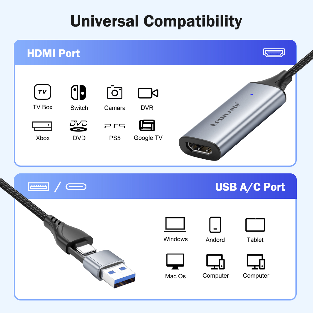 Lemorele USB 2.0 Video Capture - Usb C To Hdmi ulasan dan harga