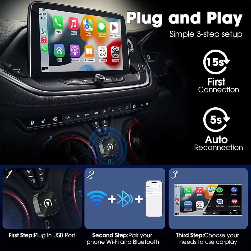2-in-1 Wireless CarPlay Adapte - Tech Accessories Phone ulasan dan harga